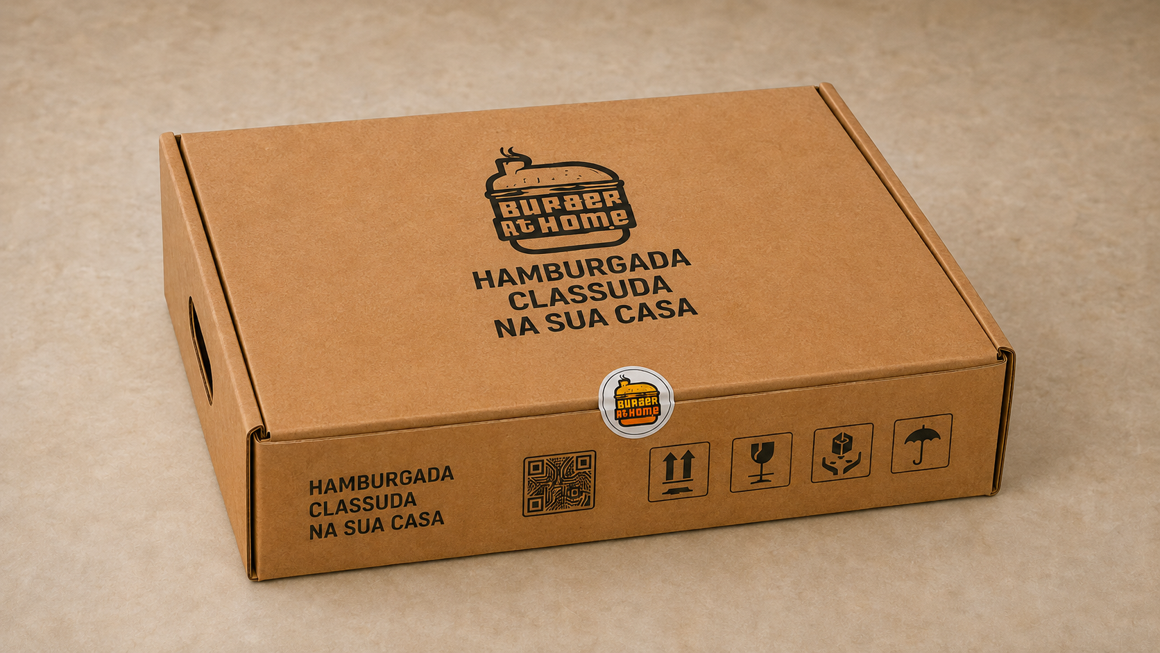 Conceito da caixa fechada Burger at Home